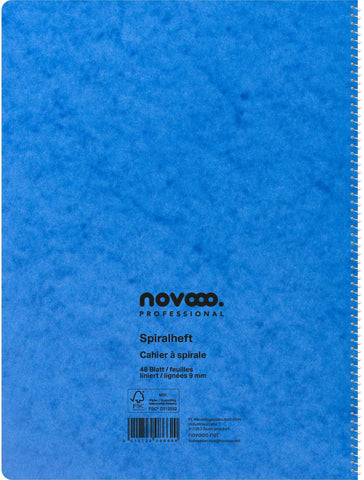 NOVOOO Spiralheft ass. A4 729785 liniert, 9mm, 80g 48 Blatt