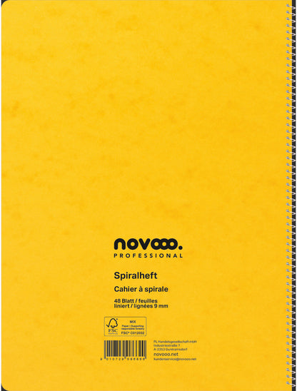 NOVOOO Spiralheft ass. A4 729785 liniert, 9mm, 80g 48 Blatt