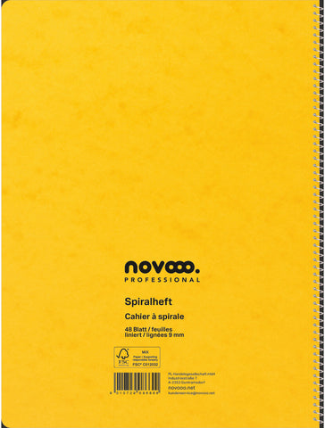 NOVOOO Spiralheft ass. A4 729785 liniert, 9mm, 80g 48 Blatt