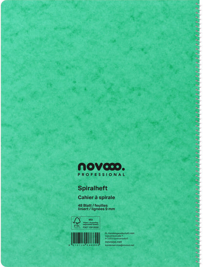 NOVOOO Spiralheft ass. A4 729785 liniert, 9mm, 80g 48 Blatt