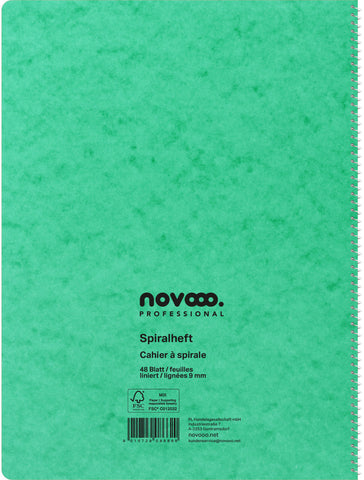 NOVOOO Spiralheft ass. A4 729785 liniert, 9mm, 80g 48 Blatt