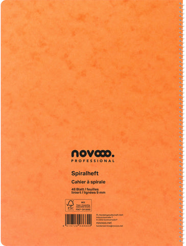 NOVOOO Spiralheft ass. A4 729785 liniert, 9mm, 80g 48 Blatt