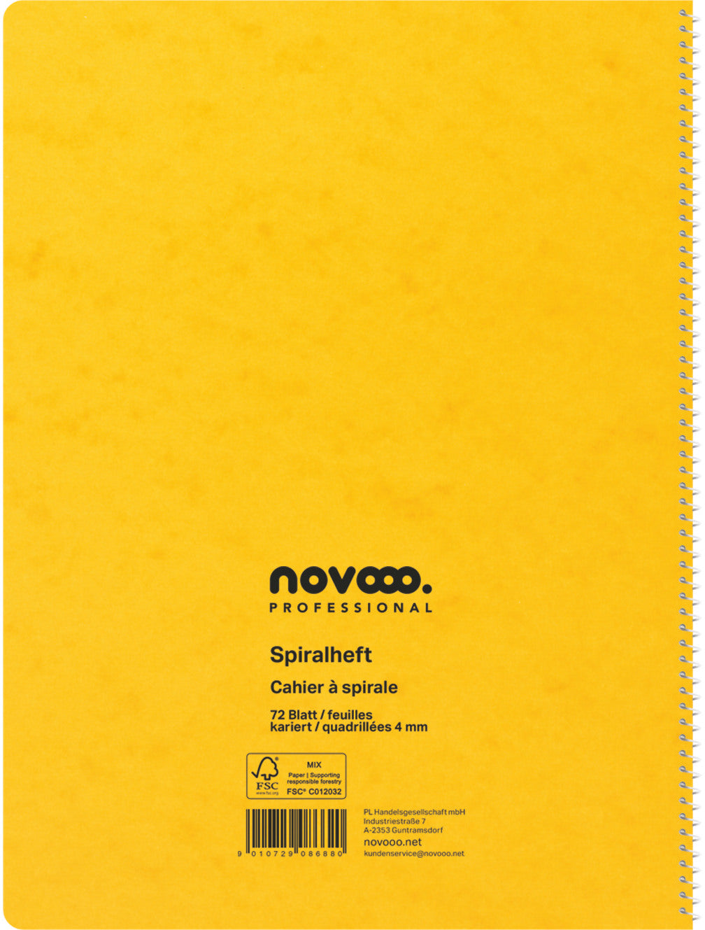 NOVOOO Spiralheft ass. A4 729786 kariert, 4mm, 80g 72 Blatt