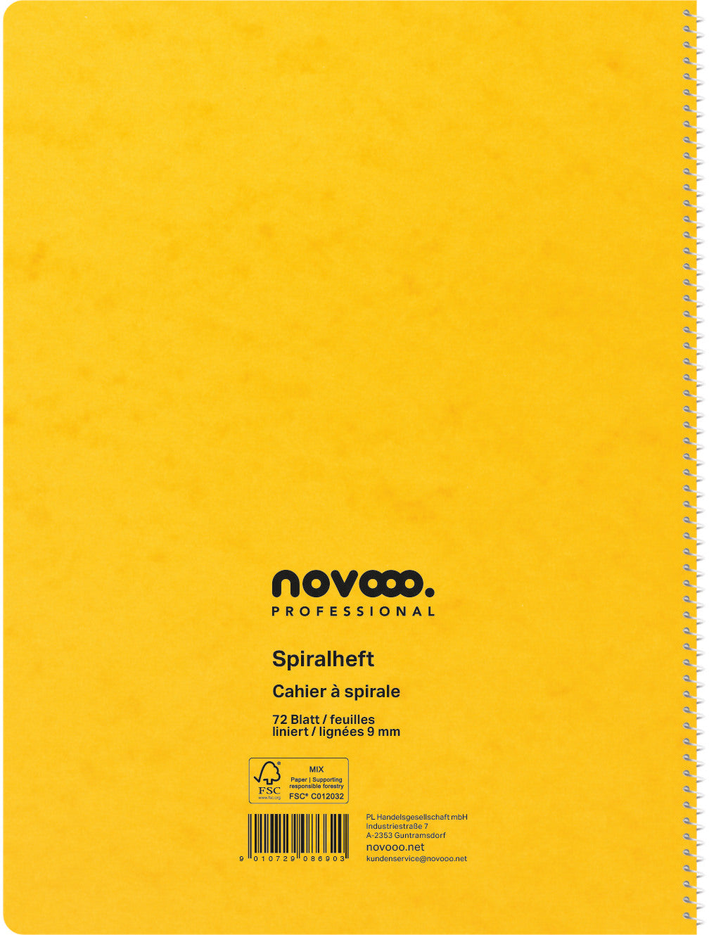 NOVOOO Spiralheft ass. A4 729787 liniert, 9mm, 80g 72 Blatt