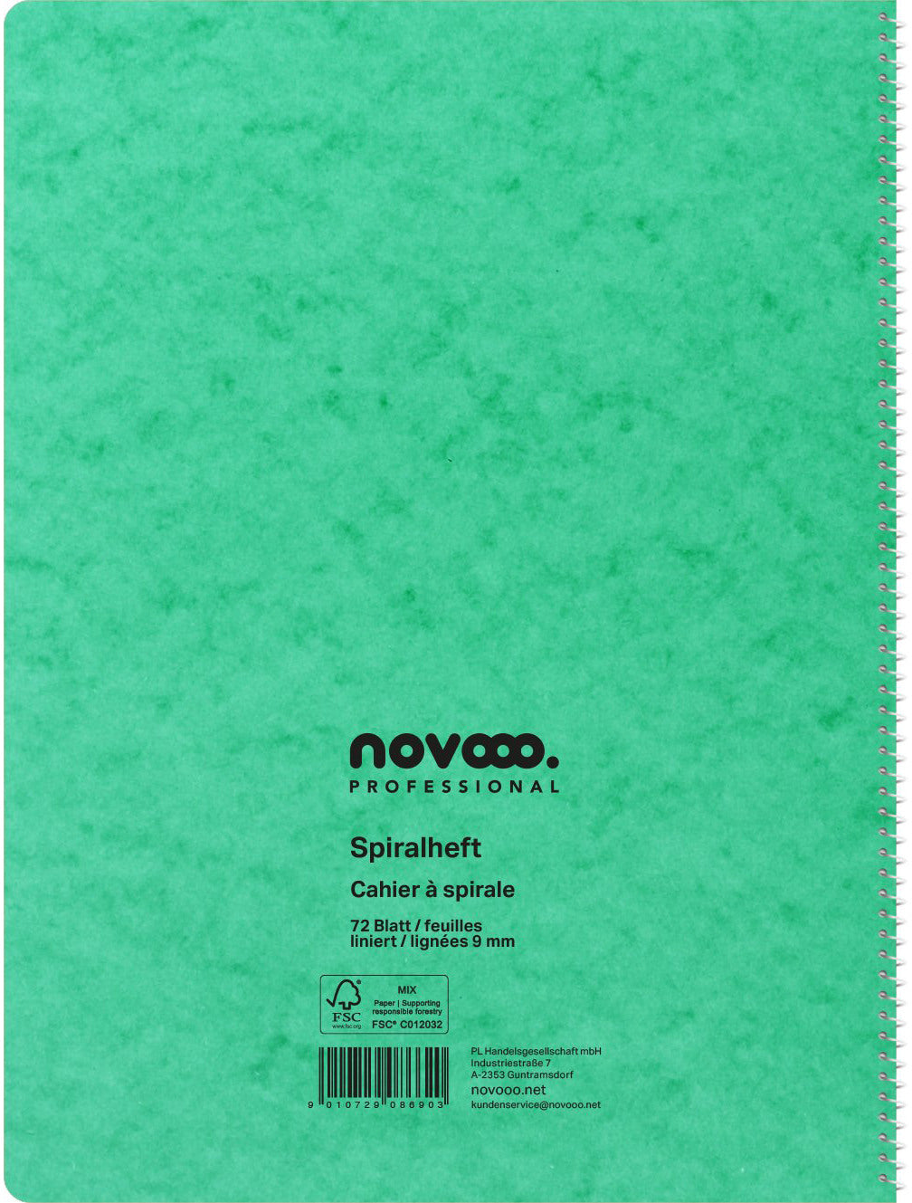 NOVOOO Spiralheft ass. A4 729787 liniert, 9mm, 80g 72 Blatt
