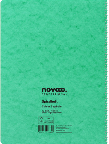 NOVOOO Spiralheft ass. A4 729787 liniert, 9mm, 80g 72 Blatt
