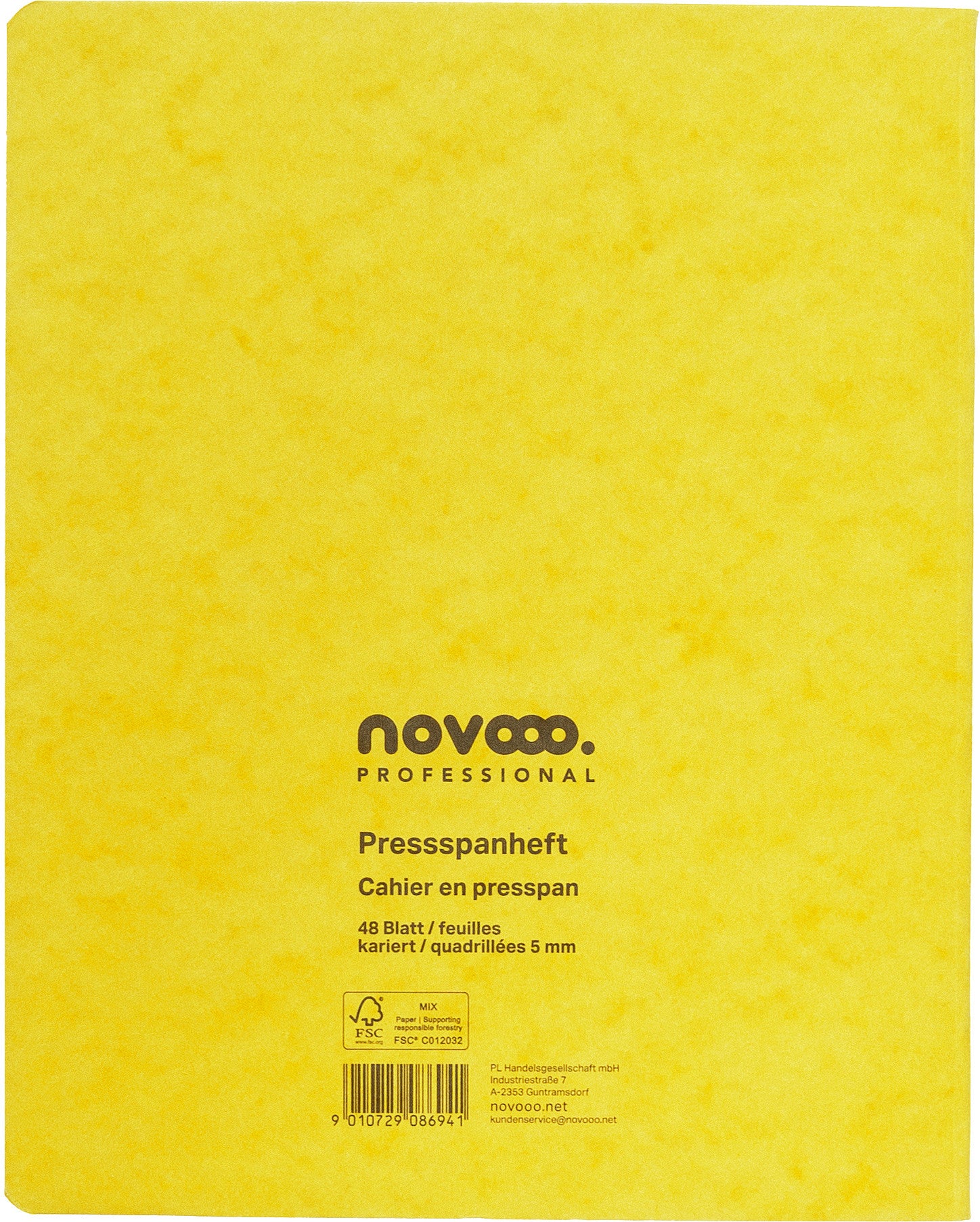 NOVOOO Pressspanheft ass. 17.5×22cm 729789 5mm kariert, 80g 48 Blatt