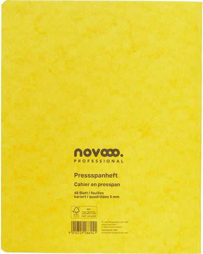 NOVOOO Pressspanheft ass. 17.5×22cm 729789 5mm kariert, 80g 48 Blatt