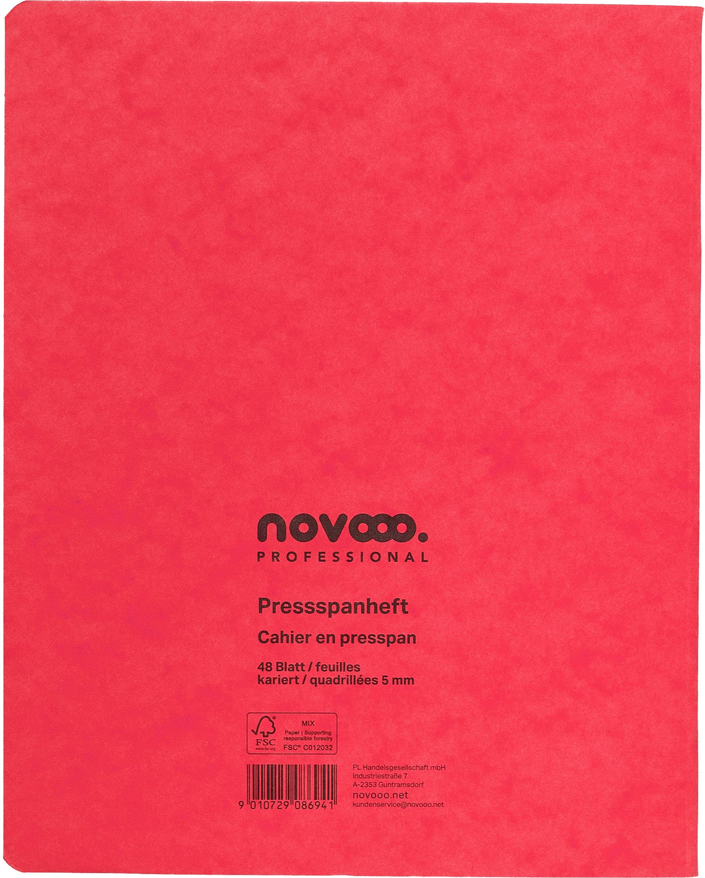 NOVOOO Pressspanheft ass. 17.5×22cm 729789 5mm kariert, 80g 48 Blatt