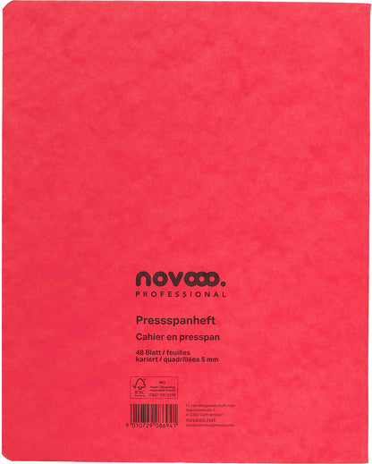 NOVOOO Pressspanheft ass. 17.5×22cm 729789 5mm kariert, 80g 48 Blatt