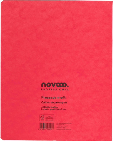 NOVOOO Pressspanheft ass. 17.5×22cm 729789 5mm kariert, 80g 48 Blatt