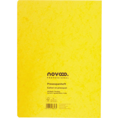 NOVOOO Pressspanheft gelb A4 729790 4mm kariert, 80g 48 Blatt