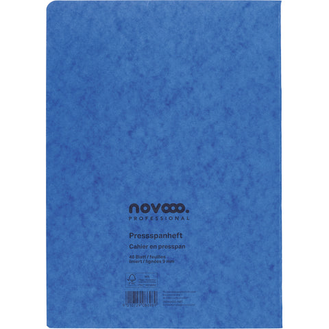 NOVOOO Pressspanheft blau A4 729791 liniert, 9mm, 80g 48 Blatt