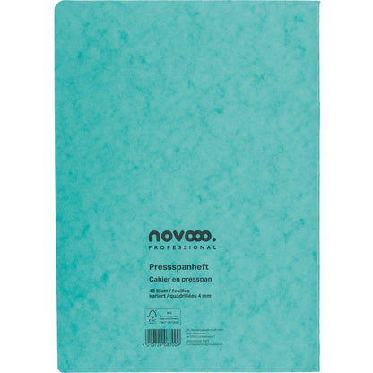 NOVOOO Pressspanheft grün A4 729792 4mm kariert, 80g,Rand 48 Blatt
