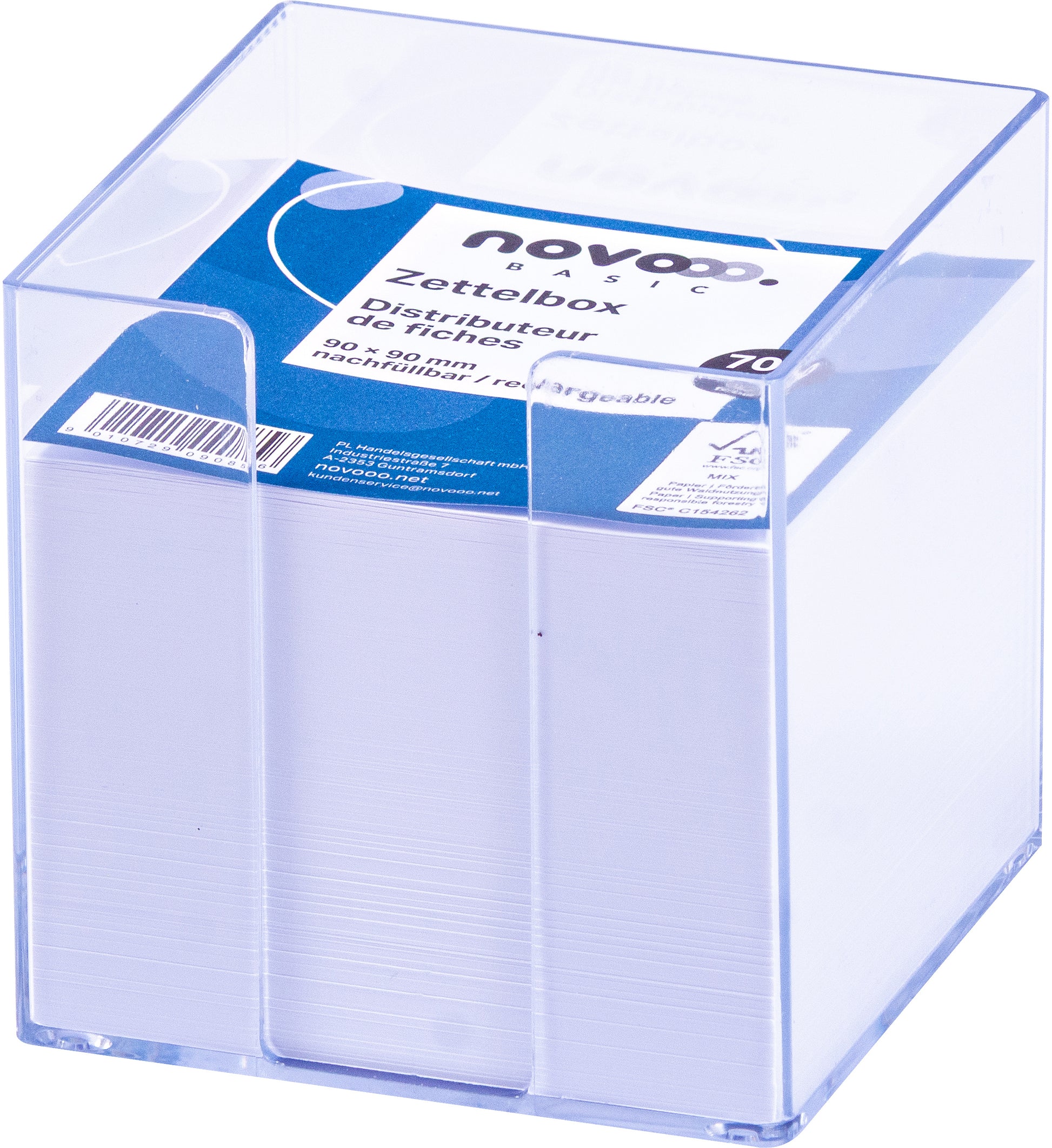 NOVOOO Zettelbox 731142 transparent 9x9x9cm