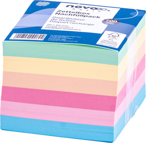 NOVOOO Zettelbox Papier 90x90mm 731145 farbig ass. 80g 700 Blatt