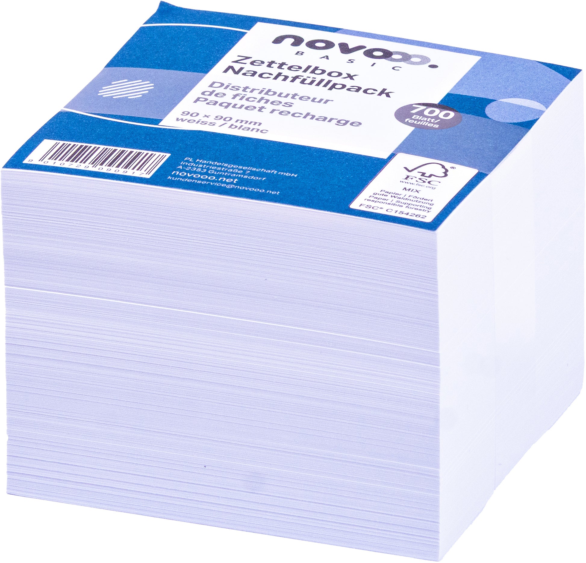 NOVOOO Zettelbox Papier 90x90mm 731146 weiss, 80g 700 Blatt