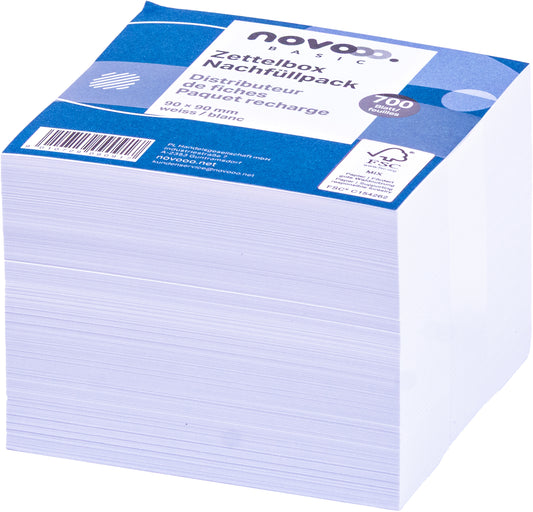 NOVOOO Zettelbox Papier 90x90mm 731146 weiss, 80g 700 Blatt