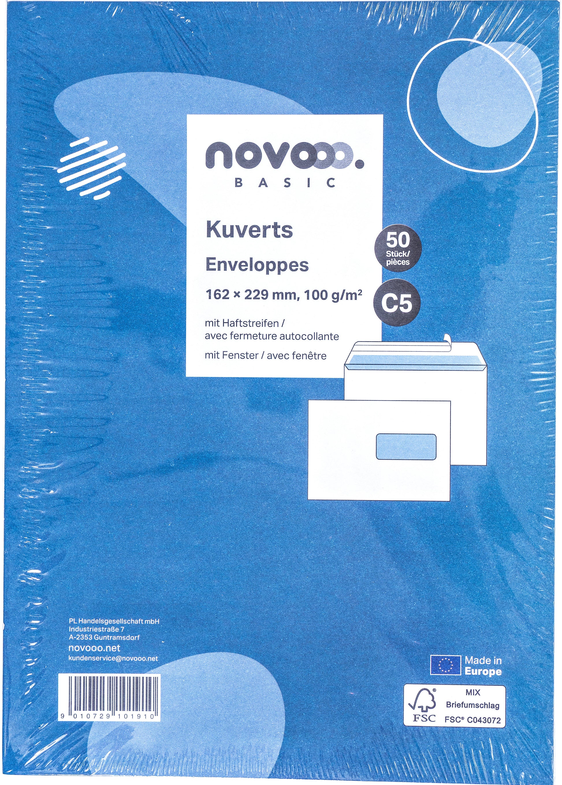 NOVOOO Couvert m/Fenster rechts C5 731515 100g, weiss 50 Stück