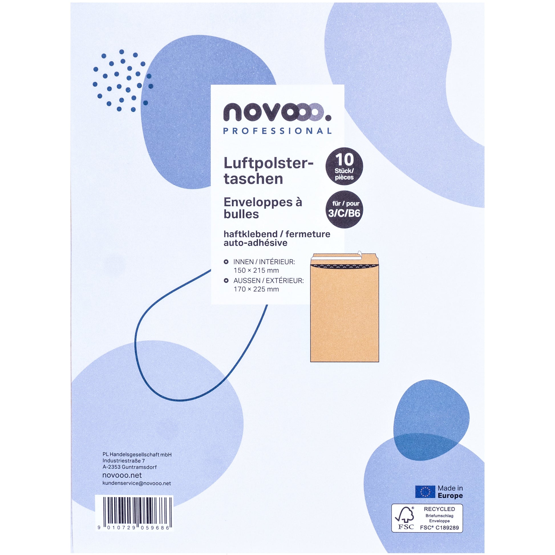 NOVOOO Luftpolstertasche Recycle Gr.3 E-1712122 braun, 170x225mm 10 Stück
