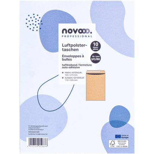 NOVOOO Luftpolstertasche Recycle Gr.3 E-1712122 braun, 170x225mm 10 Stück