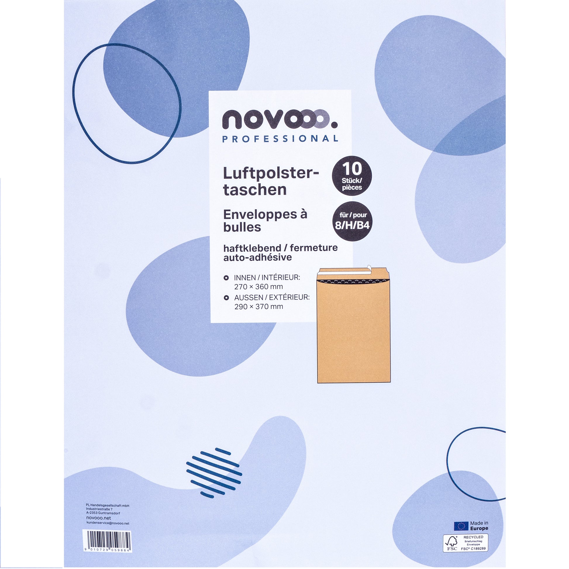 NOVOOO Luftpolstertasche Recycle Gr.8 E-1712130 braun, 290x370mm 10 Stück
