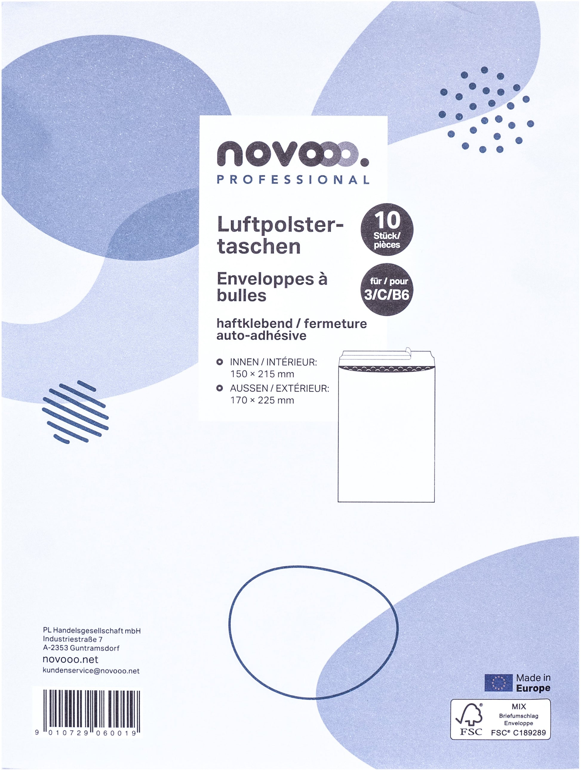 NOVOOO Luftpolstertasche Gr.3 E-1712135 weiss, 170x225mm 10 Stück