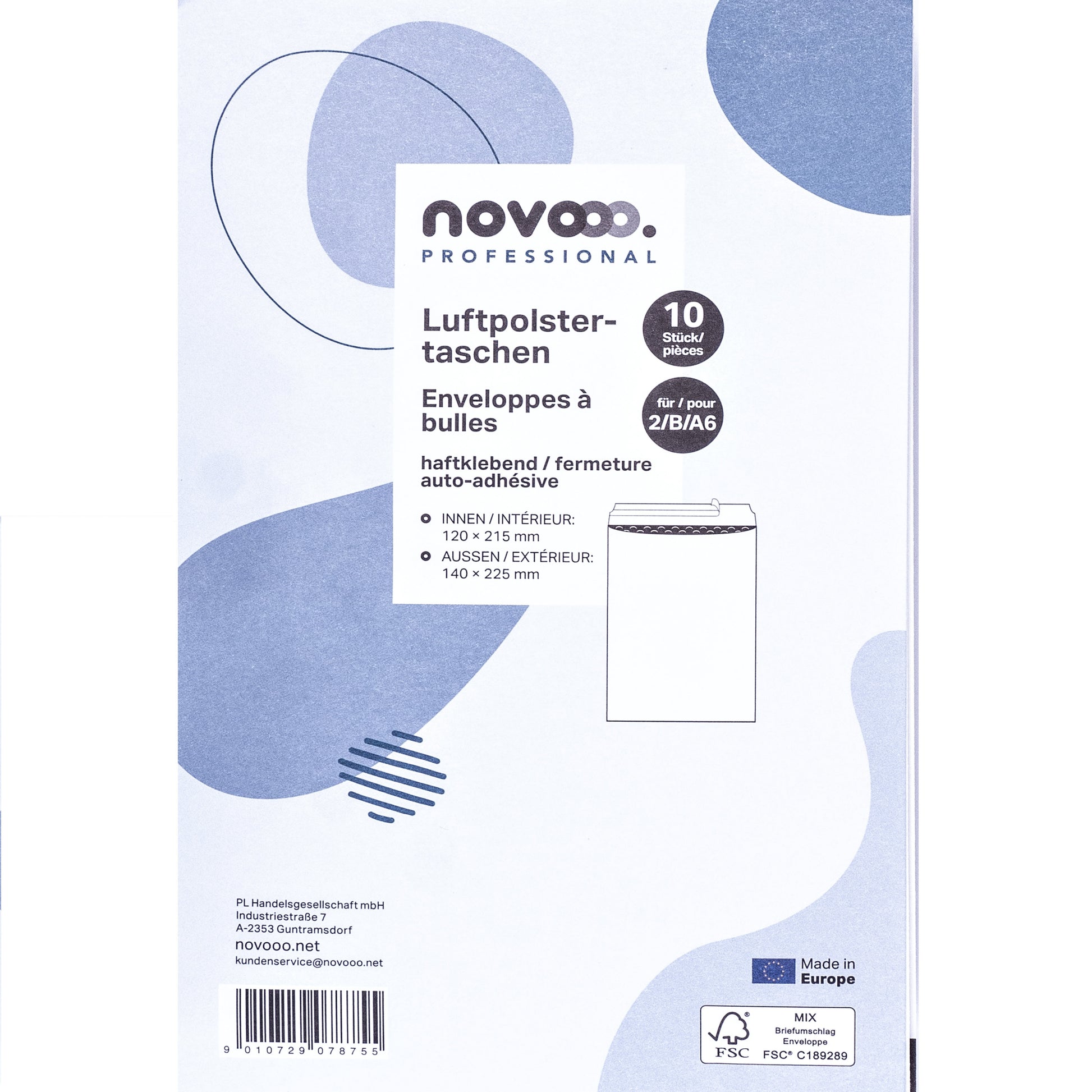 NOVOOO Luftpolstertasche Gr.2 E-1712144 weiss, 140x225mm 10 Stück