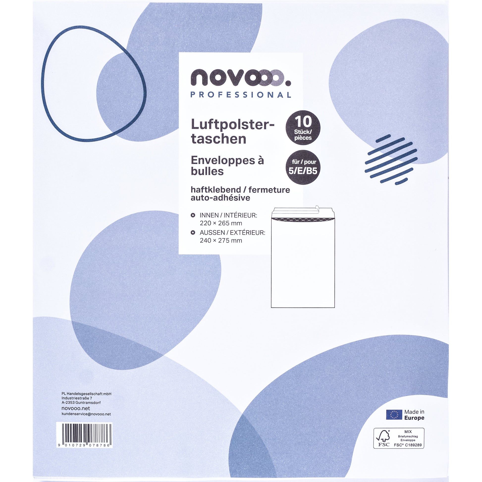 NOVOOO Luftpolstertasche Gr.5 E-1712149 weiss, 240x270mm 10 Stück