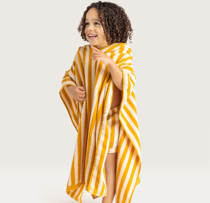 Swim Essentials | Luxe Strandponcho | Yellow striped