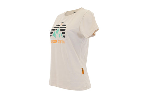 ODS T-Shirt Mountain Print Cotton Beige Woman M