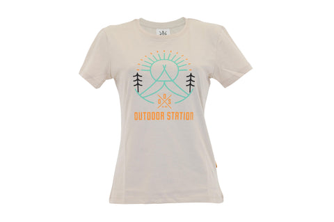 ODS T-Shirt Sun Print Cotton Beige Woman S