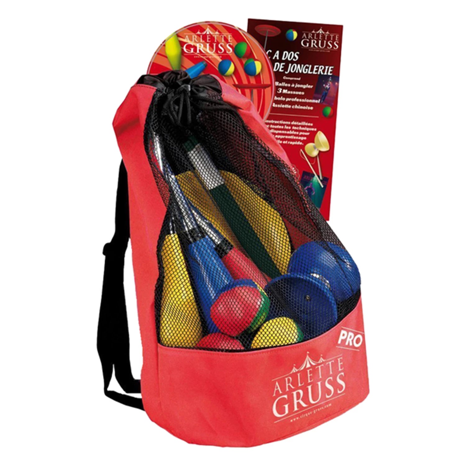 A. GRUSS SAC A DOS AVEC 4 ACCESSOIRES (DIABOLO, MASSUES, BAL