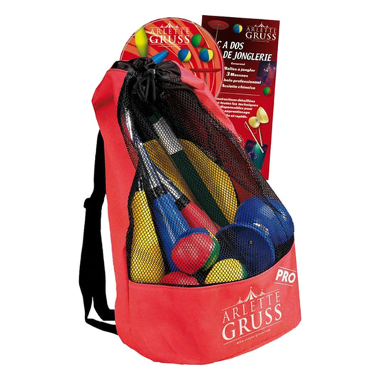A. GRUSS SAC A DOS AVEC 4 ACCESSOIRES (DIABOLO, MASSUES, BAL