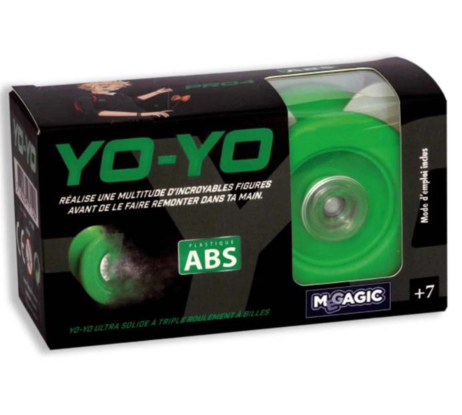 YOYO PRO PLASTIQUE TRIPLE ROULEMENT A BILLES (VERT)