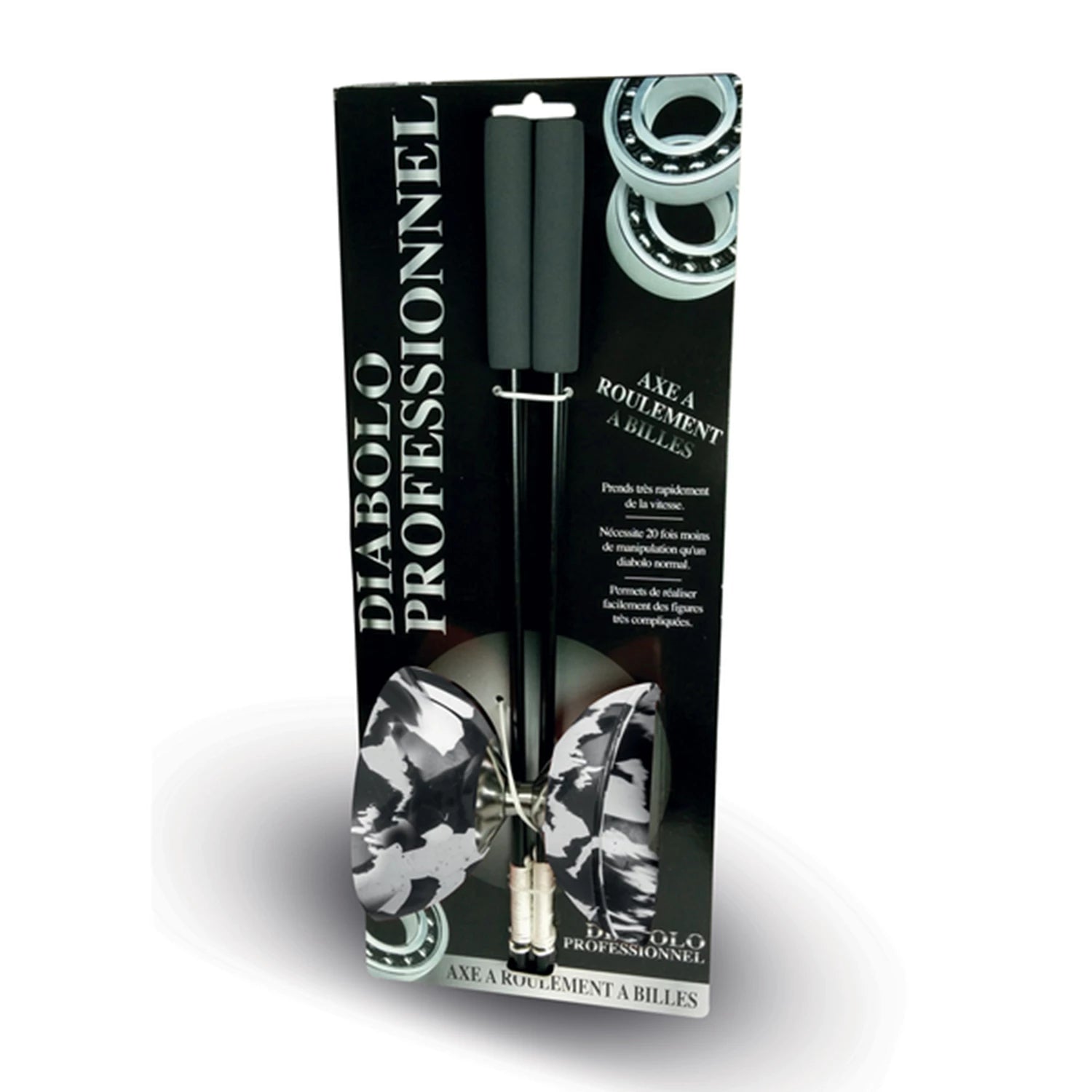 PRO DIABOLO ROULEMENT BILLE MOUCHETE NOIR ET BLANC