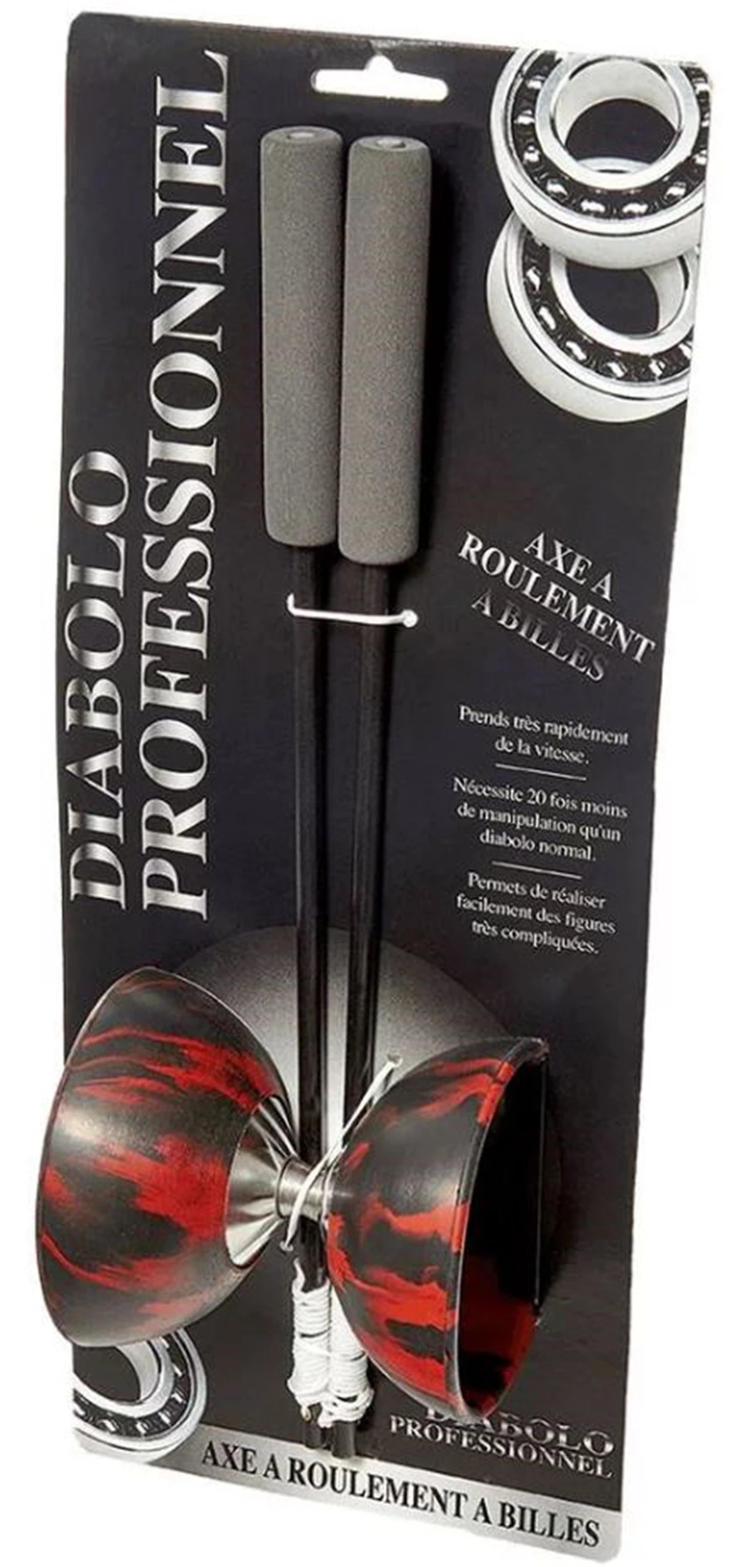 PRO DIABOLO ROULEMENT BILLE MOUCHETE ROUGE ET NOIR