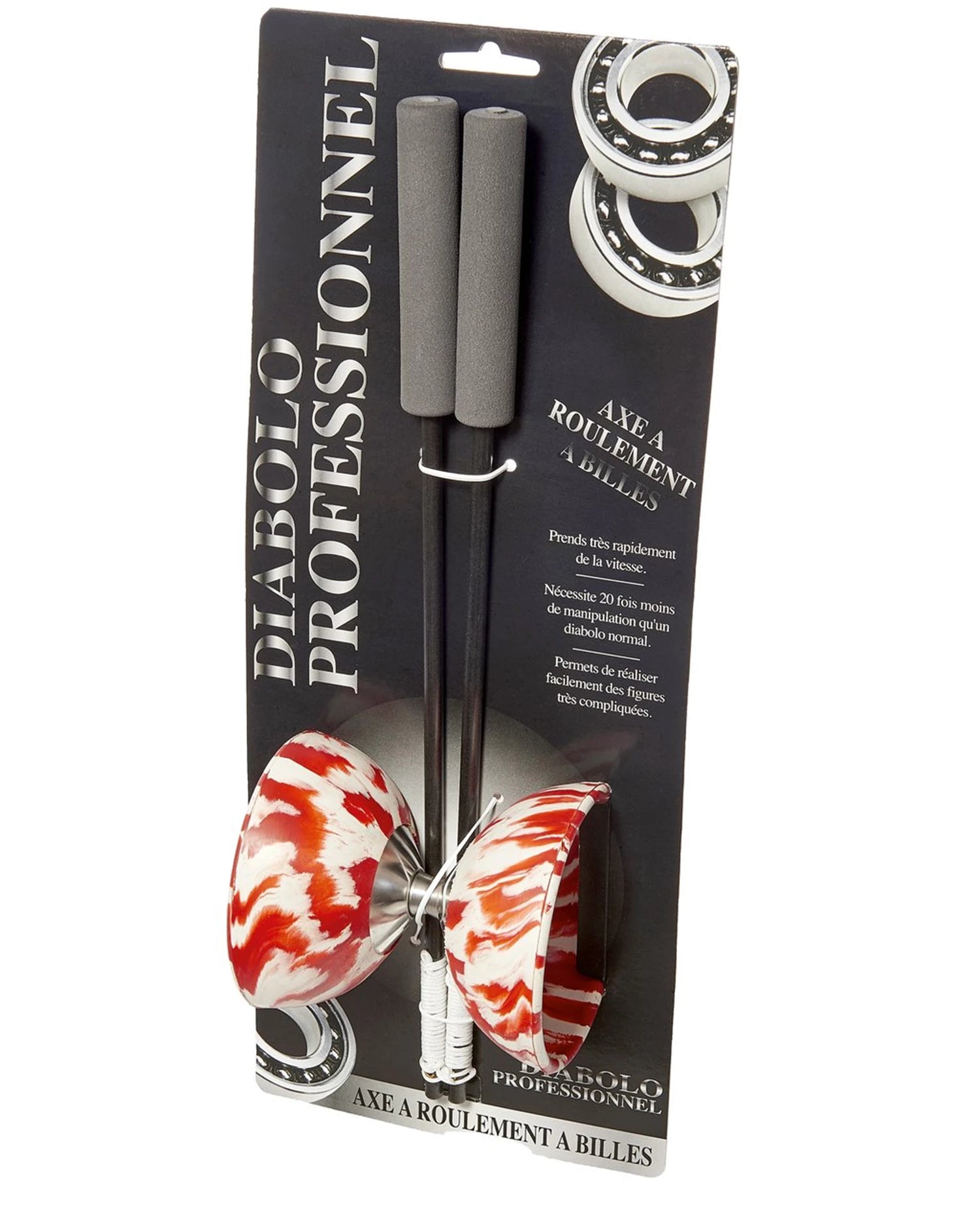 PRO DIABOLO ROULEMENT BILLE MOUCHETE ROUGE ET BLANC