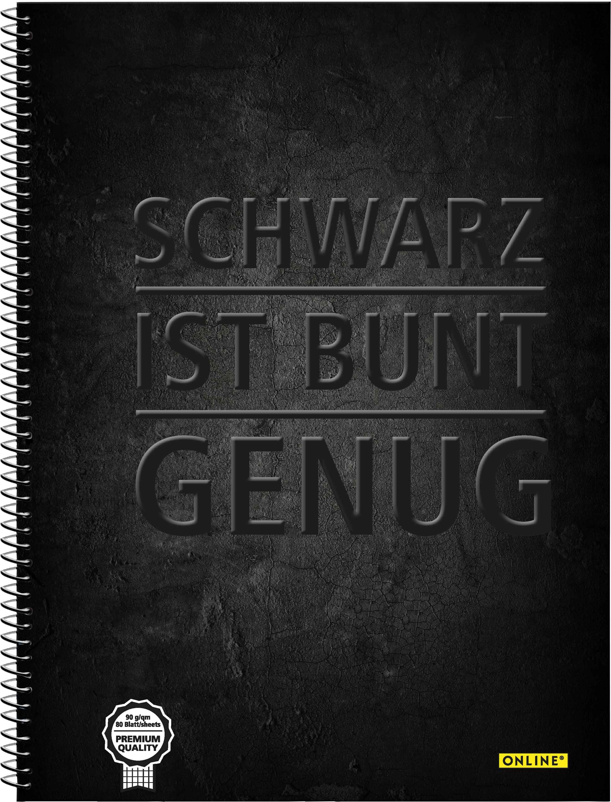 ONLINE Collegeblock Schwarz A4 10122/9 kariert, 90g 80 Blatt