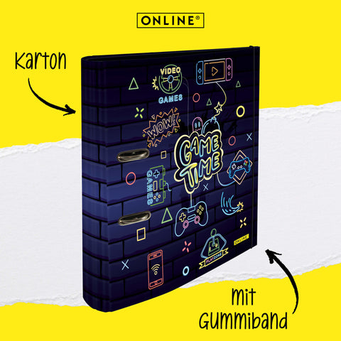 ONLINE Ordner Game Time 7cm 10140/6 mit Gummiband A4