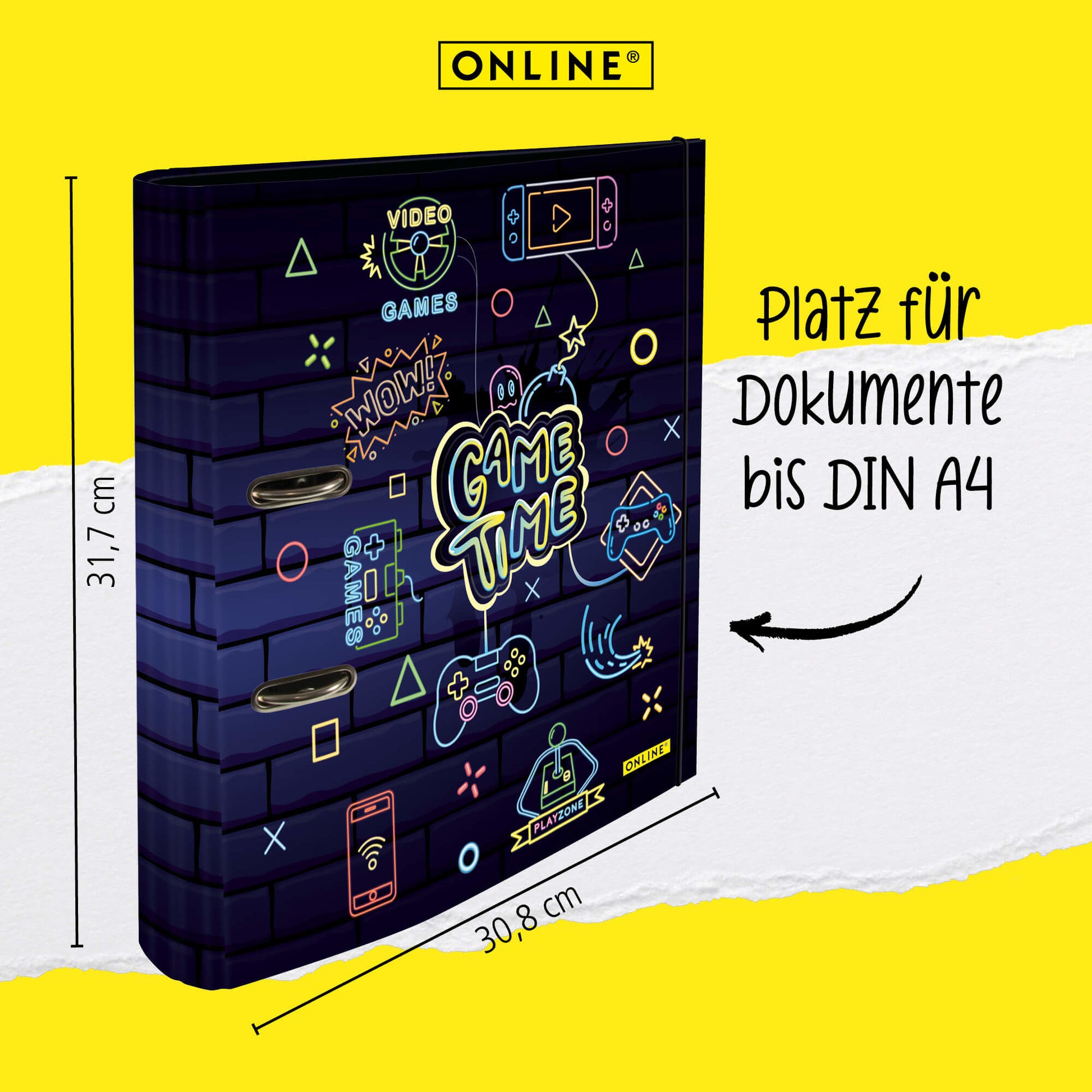 ONLINE Ordner Game Time 7cm 10140/6 mit Gummiband A4