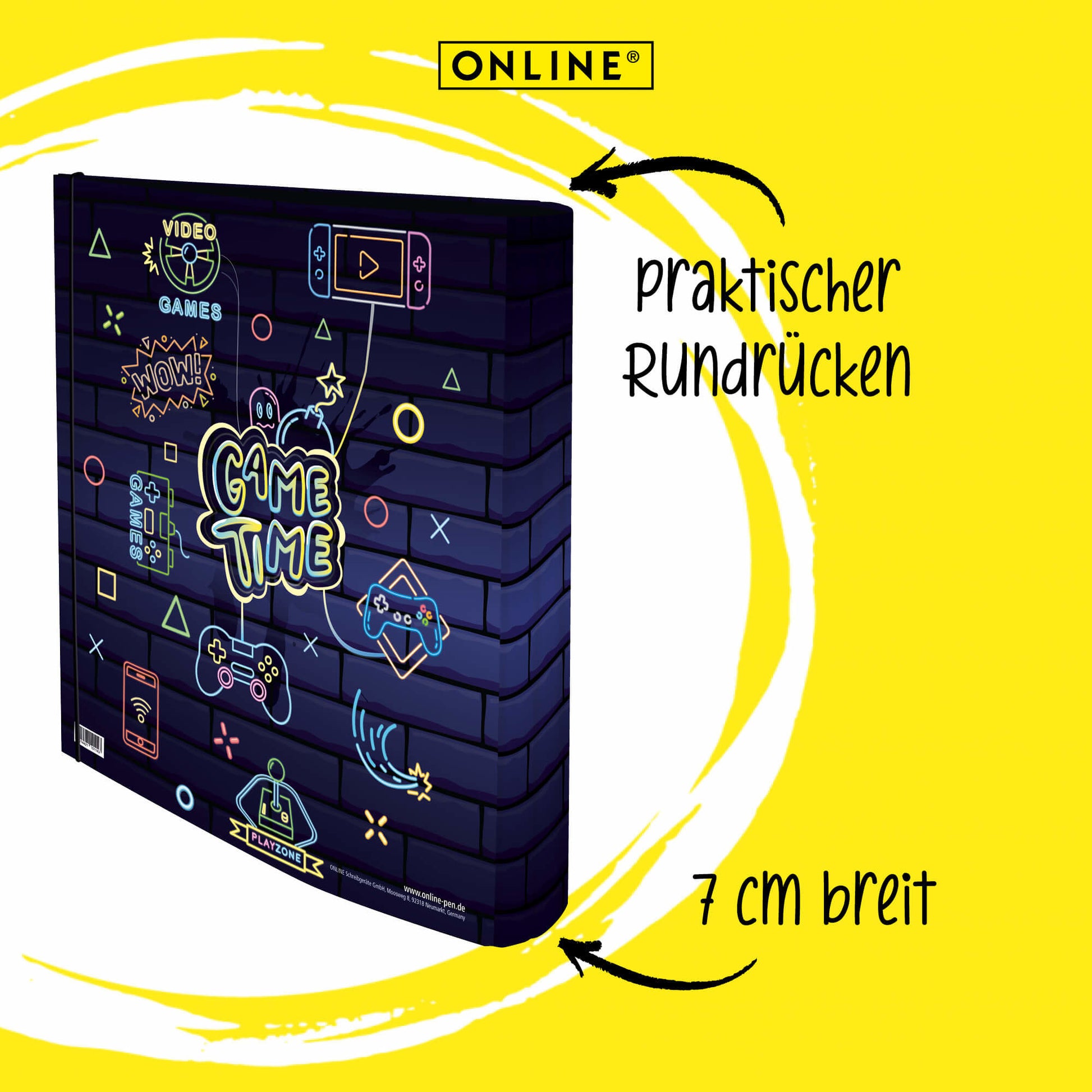 ONLINE Ordner Game Time 7cm 10140/6 mit Gummiband A4