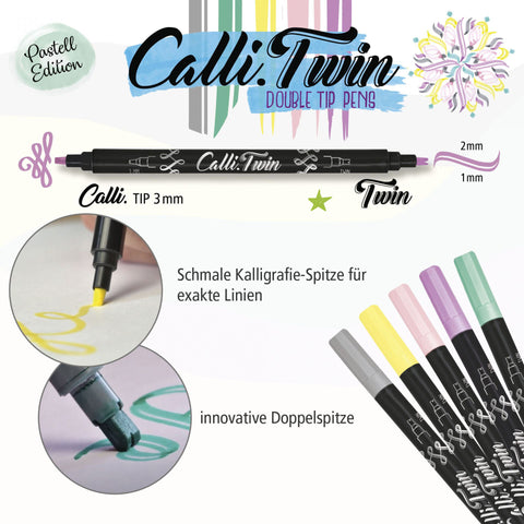 ONLINE Calli Brush Twin 3mm 18608 Pastel, ass. 5 Stück