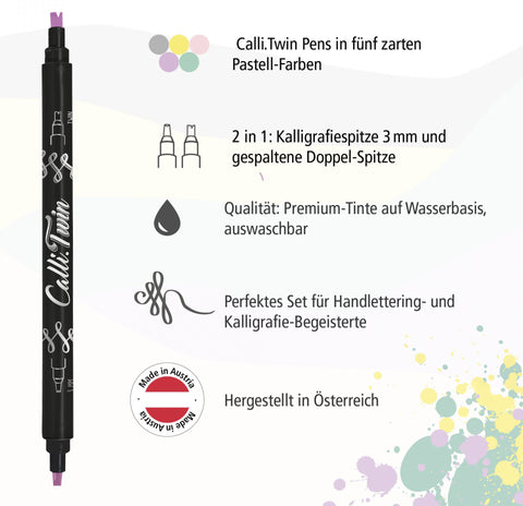 ONLINE Calli Brush Twin 3mm 18608 Pastel, ass. 5 Stück