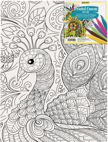 ONLINE Leinwand-Set 25.4x35.6cm 61042/6 Bird, inkl. 6 Brushpens