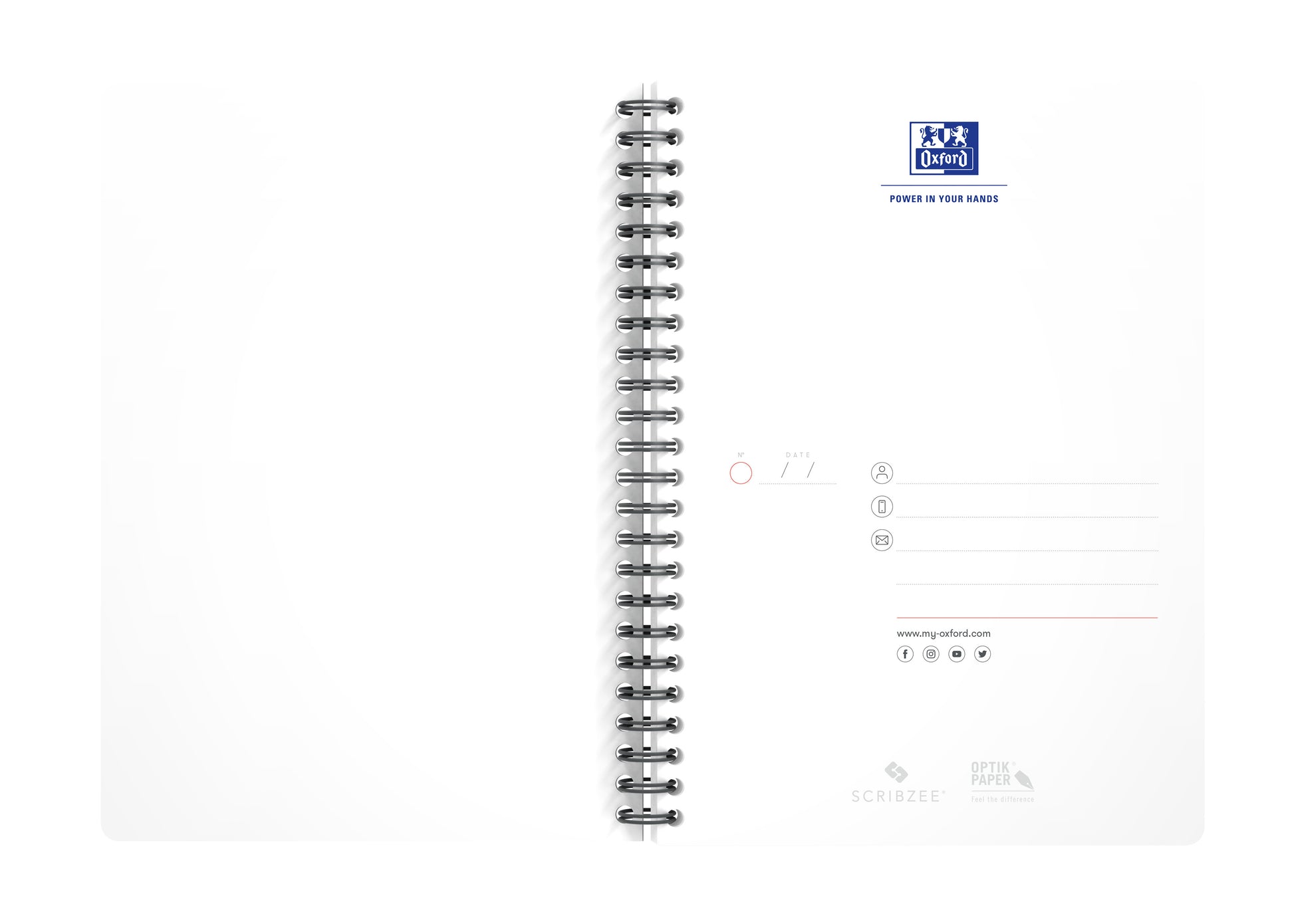 OXFORD Spiralbuch Smart Black A5 100103627 liniert 6mm, 90g 90 Blatt