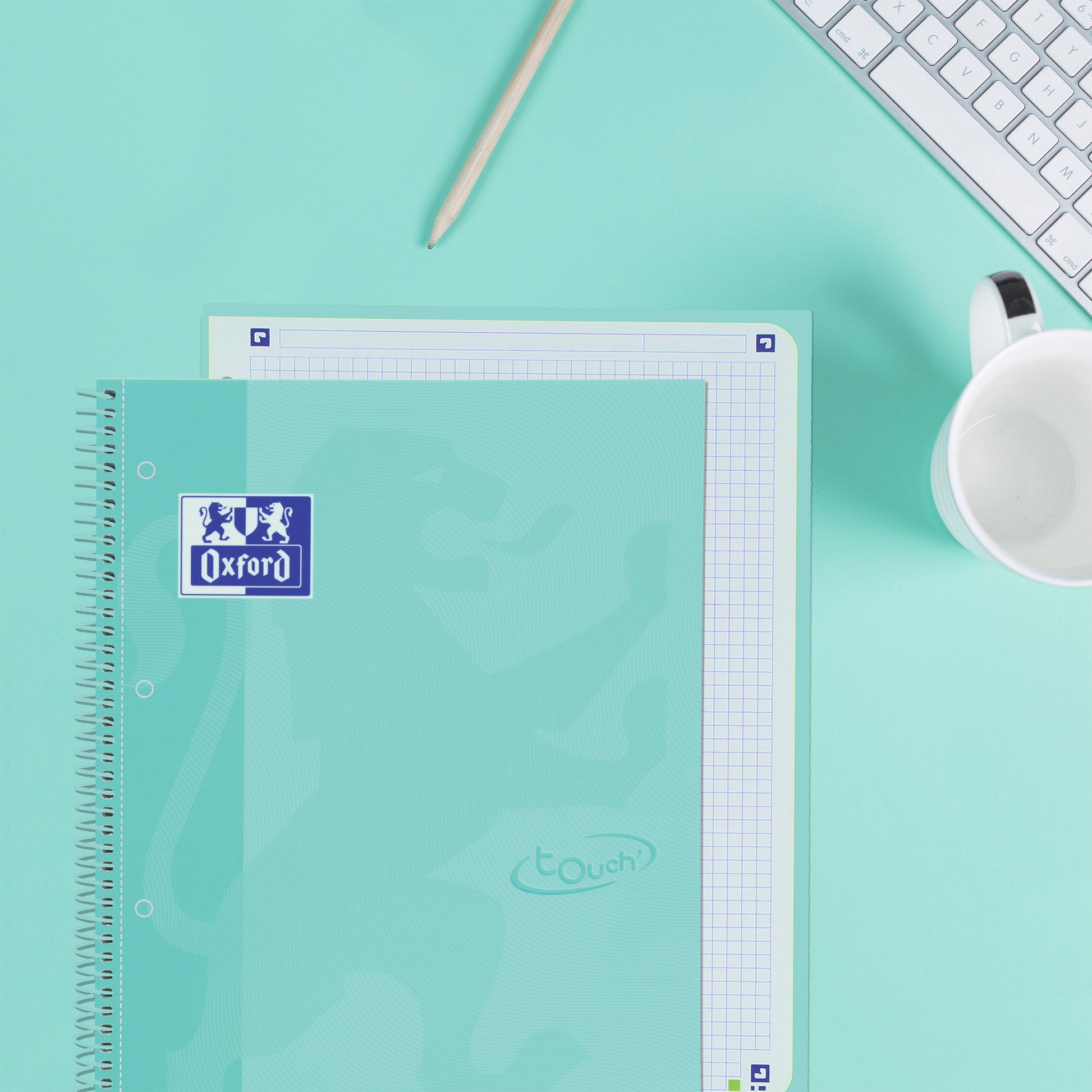 OXFORD Spiralbuch A4+ 400117274 kariert 5mm past.mint 80 Blatt