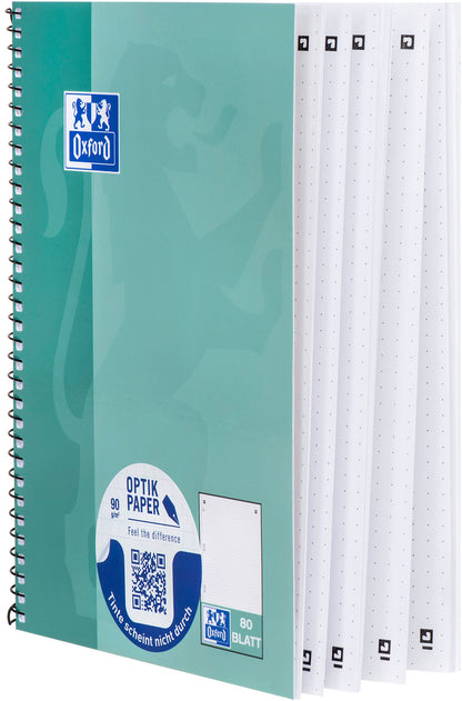 OXFORD Collegeblock SCRIBZEE A5+ 400132392 dotted, grünblau 80 Blatt