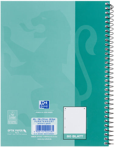 OXFORD Collegeblock SCRIBZEE A5+ 400132392 dotted, grünblau 80 Blatt