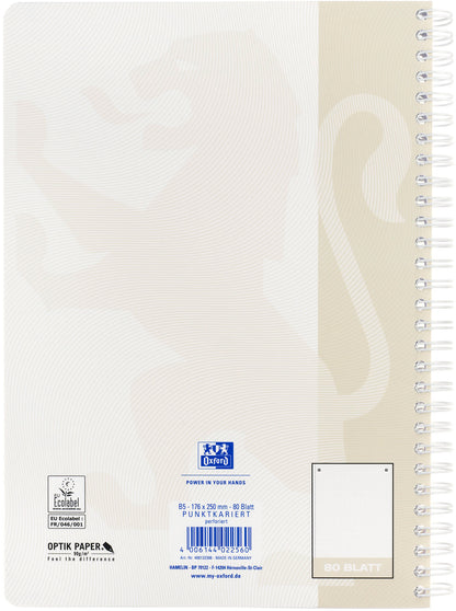 OXFORD Collegeblock TOUCH B5 400132398 dotted, light stone 80 Blatt